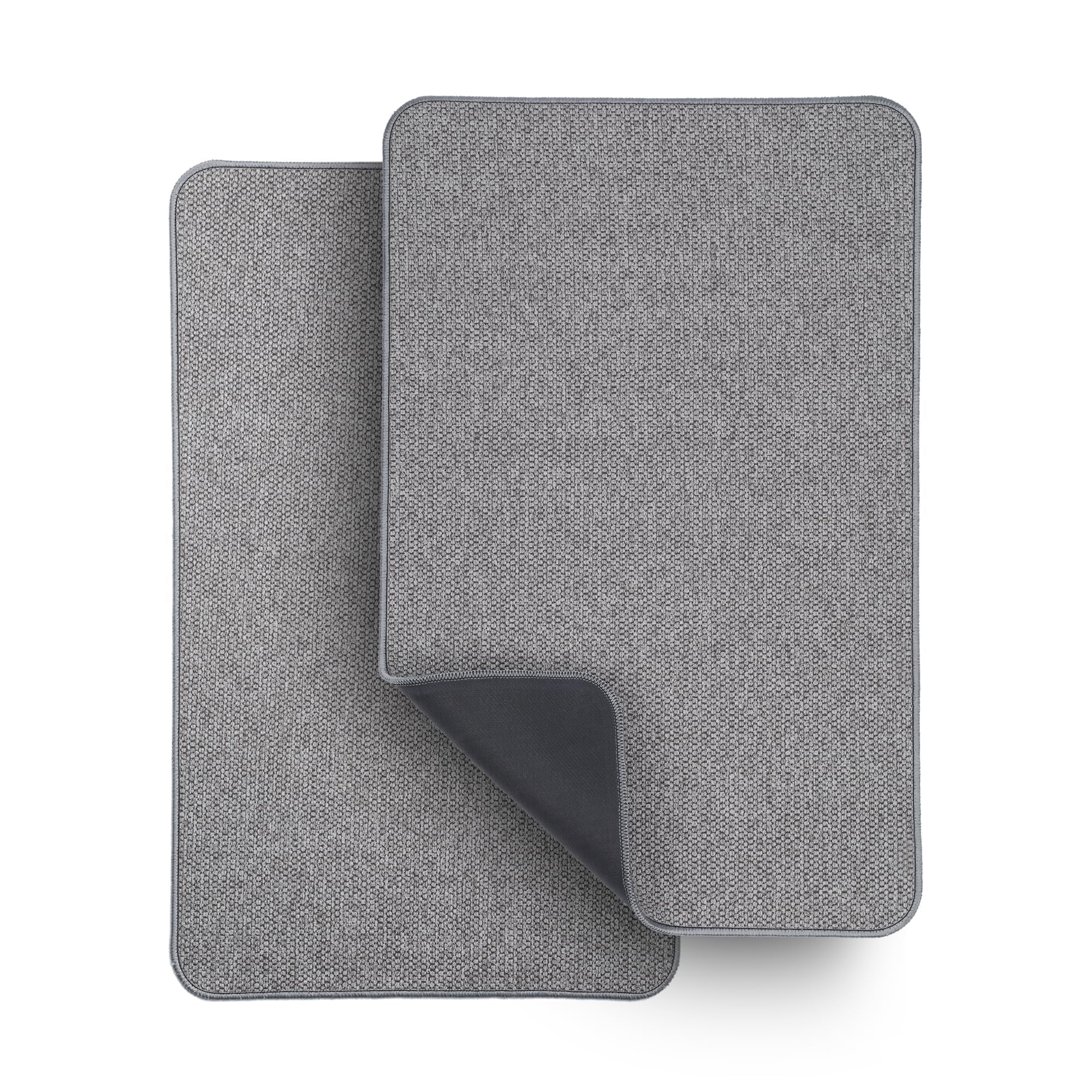 Bath Mat,Ultra Thin Bathroom Rugs,Rubber Bath Mats for Bathroom,Bath rugs | Non Slip,Quick Dry,Machine Washable,Low Pile,Absorbent,Shower Outside,Sink,Bathroom Decor Accessories.Grey,17x27Inch(2 Pack) Grey 1'5" X 2'3" (2 Pack)