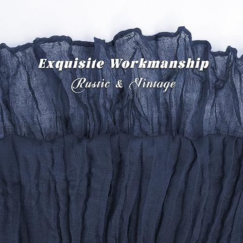 Miniatura 3 de Paquete de 12 caminos de mesa de gasa azul marino de 10 pies de 35 x 120 pulgadas, camino de mesa bohemio de gasa de queso, camino de mesa vintage