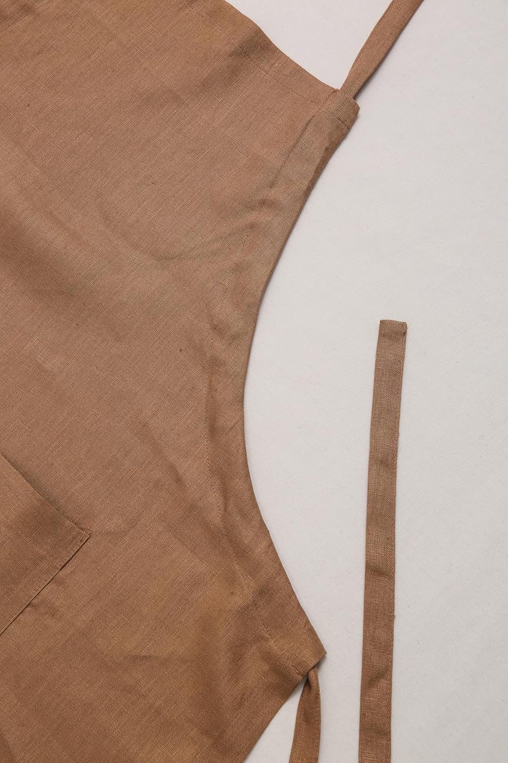 100% Linen Apron Dress with Pocket, Adjustable Waist & Neck Ties, Unisex Kitchen Server Apron - Natural