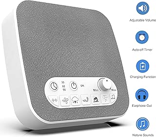 White Noise Machine - Sleep Sound Machine for Sleeping, Natural Non-Looping Soothing Sounds for Baby Adult Traveler, Portable for Home Office Travel