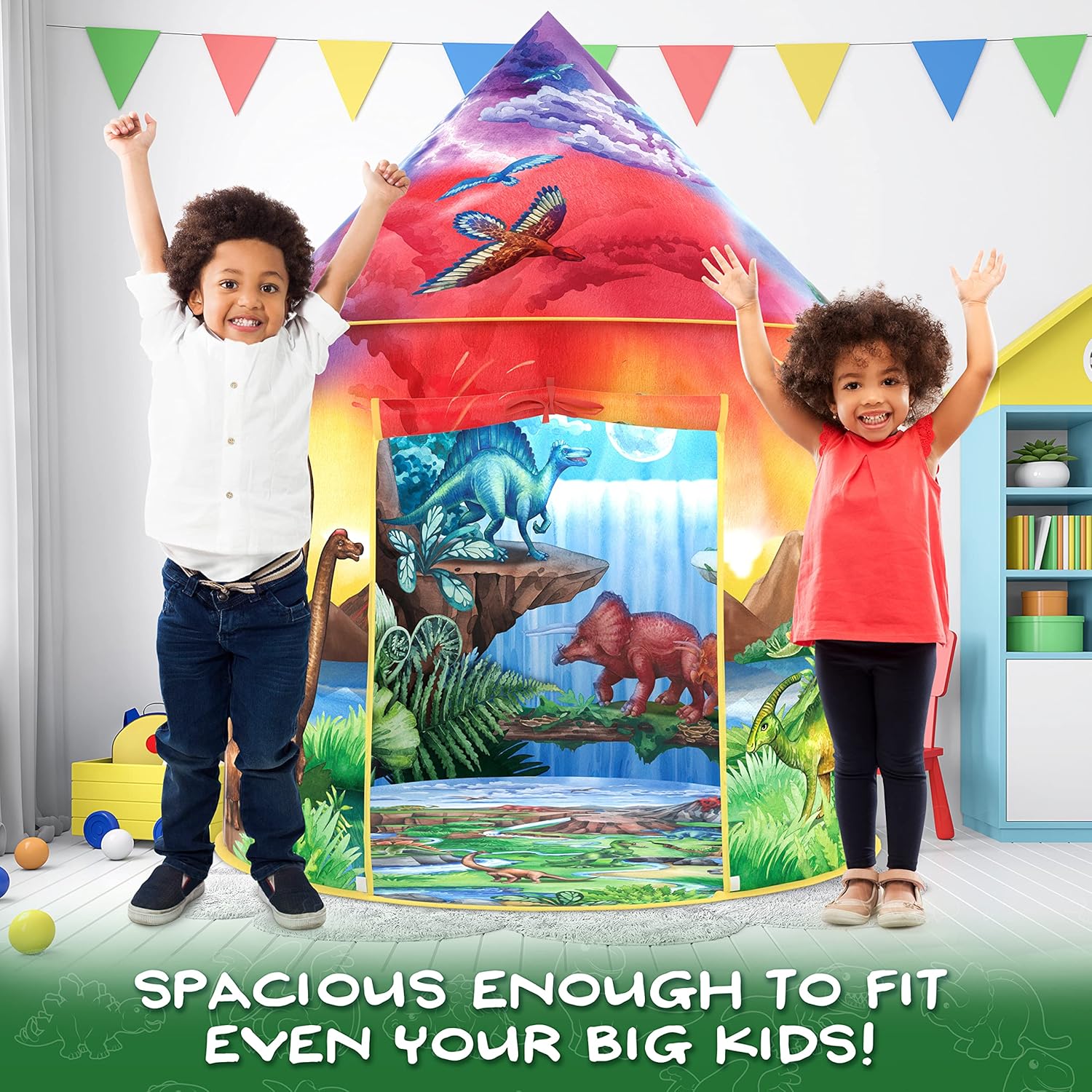 Buy W&O Dinosaur Discovery Kids Tent with Roar Button, an Extraordinary ...