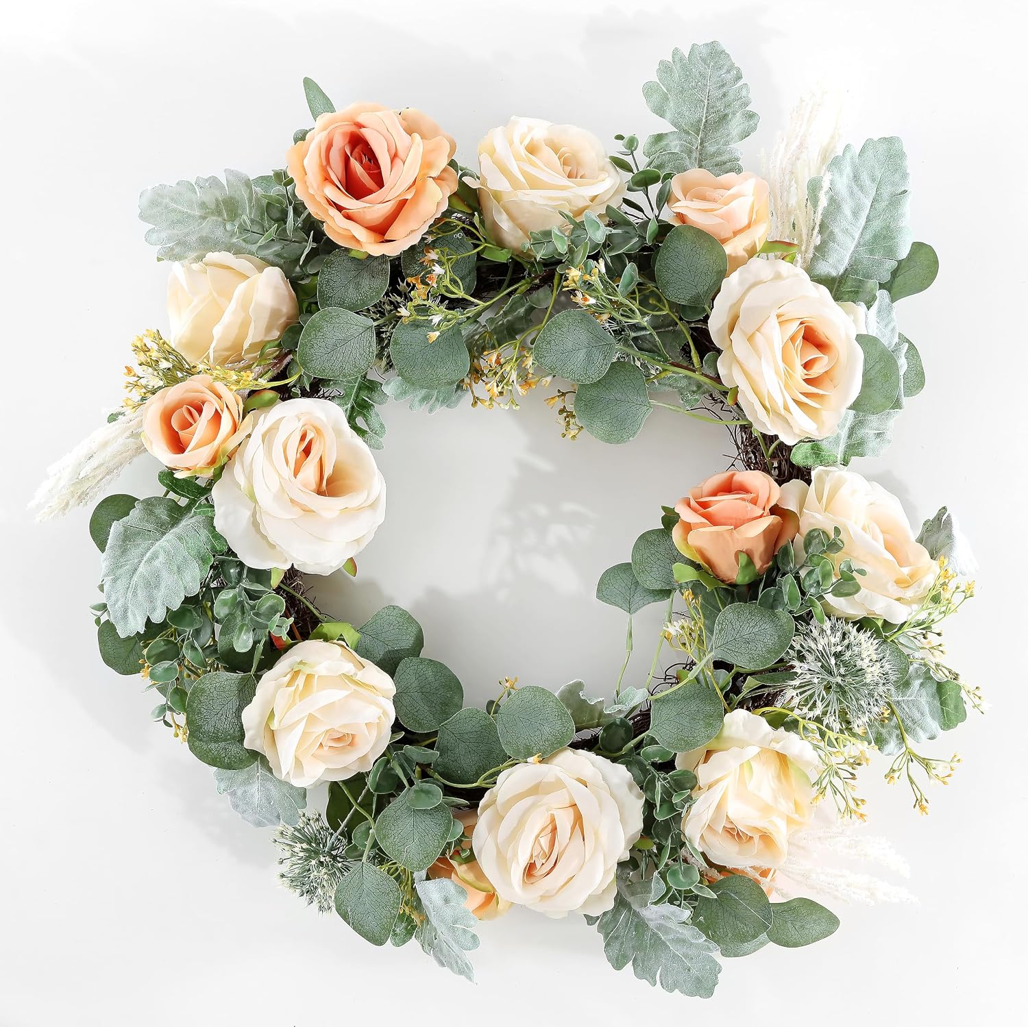 SAFAVIEH Home Collection Faux Artificial 24-inch Rose & Eucalyptus Decorative Wreath