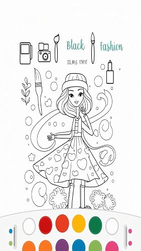 Black Girl Clipart Fashion Coloring Pages | Trendy Fashion Coloring Book | For Teens & Adults – vue 5