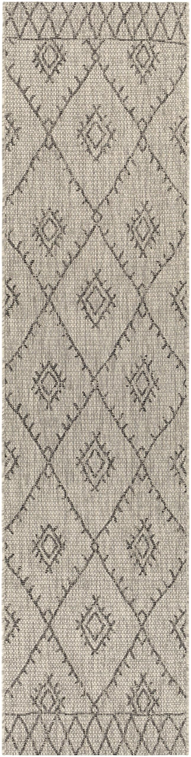 Mark&Day Outdoor Rugs, 3x10 Wijgeest Global Indoor/Outdoor Black Runner Area Rug, Non Shedding Black Beige Carpet for Patio, Porch, Deck, Poolside, Bedroom or Living Room (2'7