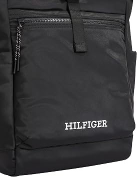 Tommy Hilfiger Men Backpack Monotype Rolltop Hand Luggage, Multicolor (Black), One Size