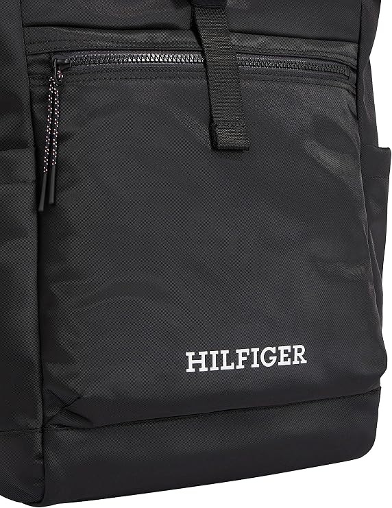 Tommy Hilfiger Men Backpack Monotype Rolltop Hand Luggage, Multicolor (Black), One Size