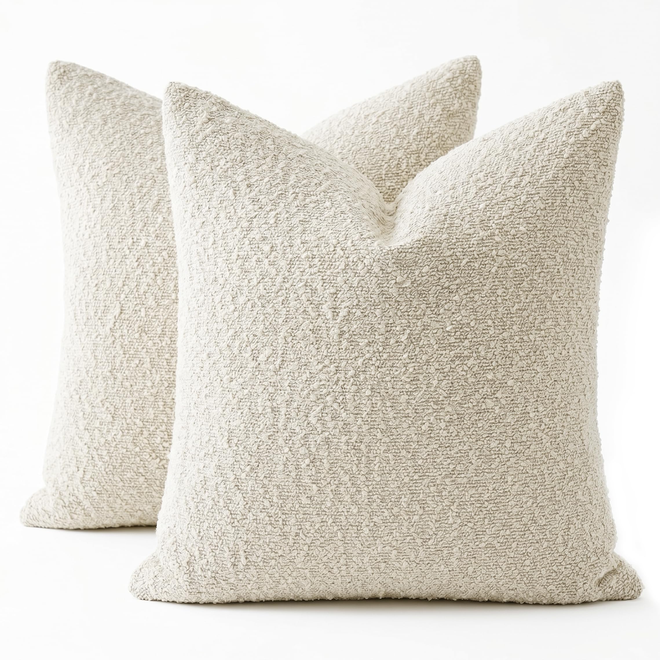 Housses de coussin boucle beige lot de 2 pour rénover un canapé usé et retrouver la douceur