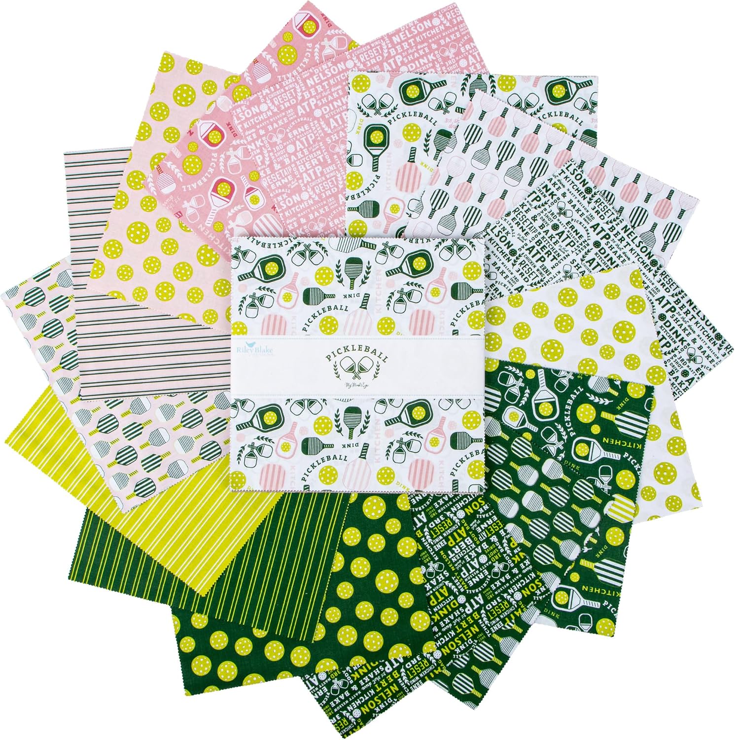 My Mind's Eye Pickleball 10" Stacker 42 10-inch Squares Layer Cake Riley Blake Designs 10-16200-42
