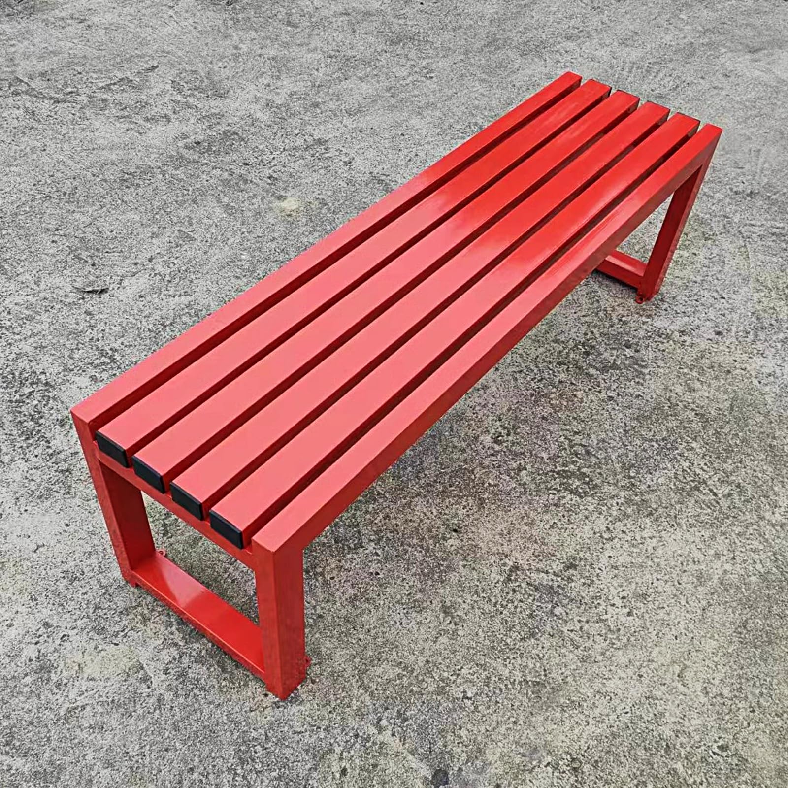 Ławka ogrodowa na patio, metalowa, odporna na warunki atmosferyczne, 3-osobowa, do użytku wewnątrz i na zewnątrz, do ogrodu, na patio i do salonu, nośność 700 funtów (czerwona, 100
