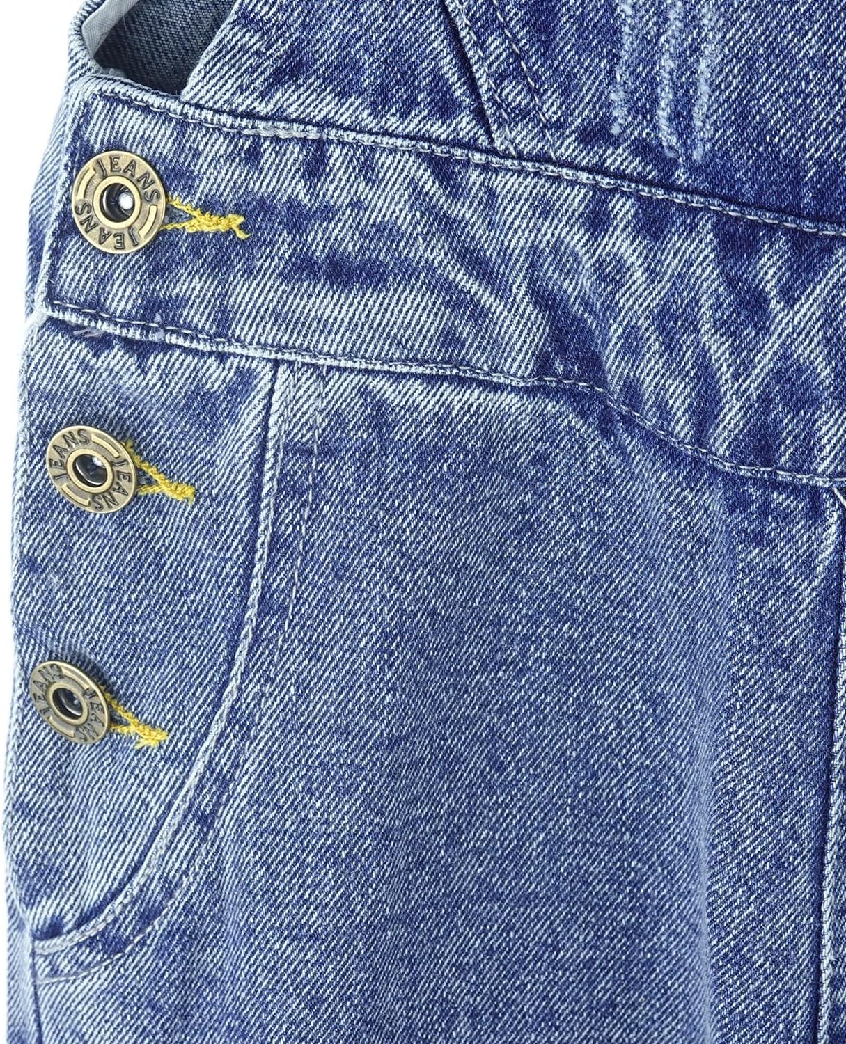 KIDSCOOL SPACE Girls Denim Overalls Pants, Fake Pocktes Simple Design Summer Jeans Dungarees