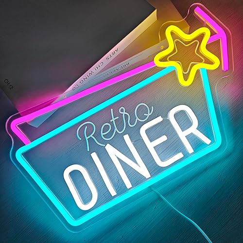 Miniatura 5 de Letrero de neón retro regulable de los años 50, luces de neón de los años 50, decoración de comedor de los años 50, letrero retro iluminado para