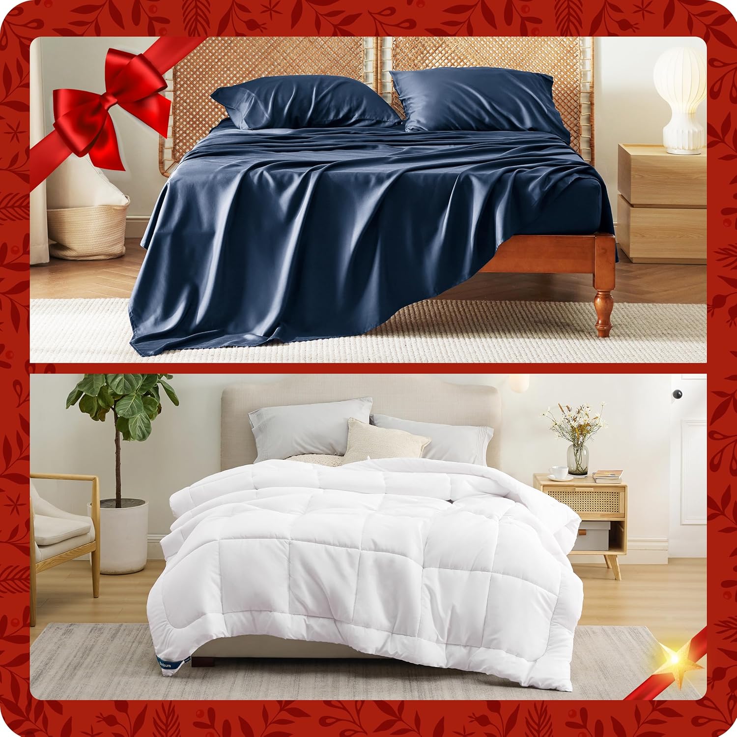 Bedsure Bundle of Sheets Set Rayon Derived from Bamboo and Down Alternative Comforter Full