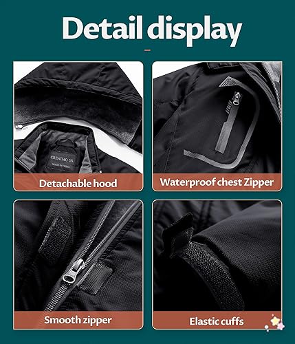 Miniatura 5 de CREATMO US Chaqueta de esquí impermeable para niña, abrigo de nieve de invierno cálido a prueba de viento, chaqueta de lluvia para snowboard