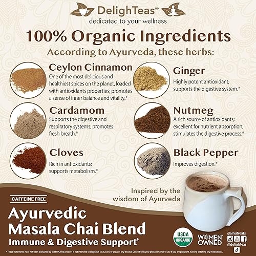 Miniatura 8 de DelighTeas Mezclas orgánicas de leche dorada y Masala Chai  Ideal para café con leche caliente y helado y como un impulso saludable para batidos,