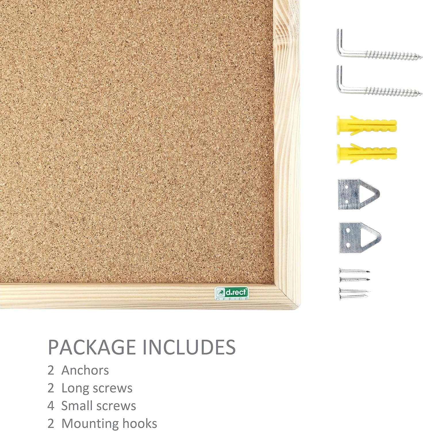 D.RECT Cork Notice Board with Wooden Frame Cork Board 30 x 40 cm 110286 30 x 40 cm