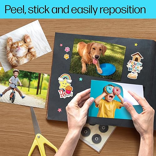 Miniatura 6 de HP Calcomanías fotográficas de 4 x 6 pulgadas, 25 hojas autoadhesivas, fácilmente reposicionables, adhesivos fotográficos mate. Imprimir, despegar y