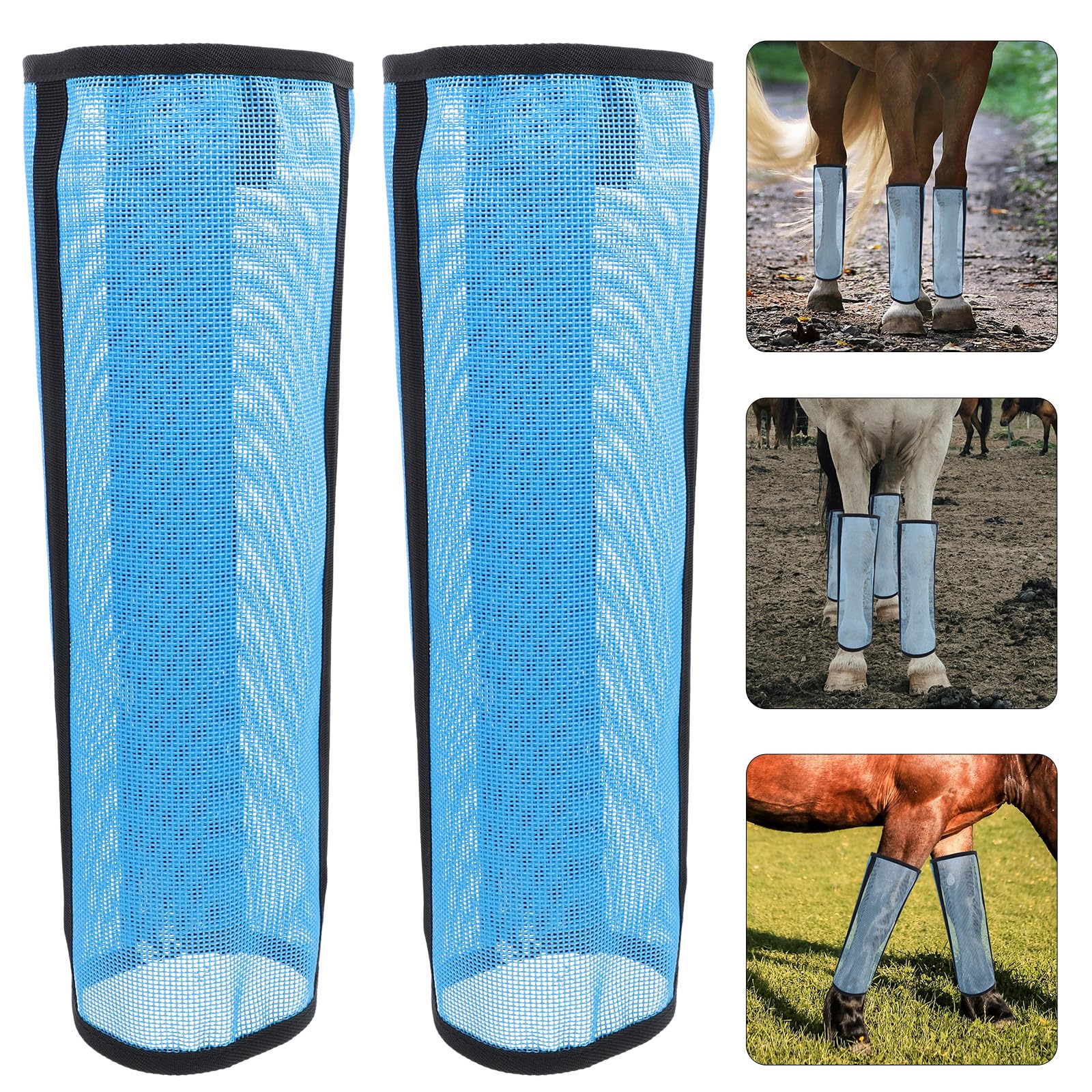 Fliegengamaschen 4 Stück Atmungsaktive Mesh Beinbezüge Pferde für Pferdehöfe und Outdoor Schutz vor Bremsen