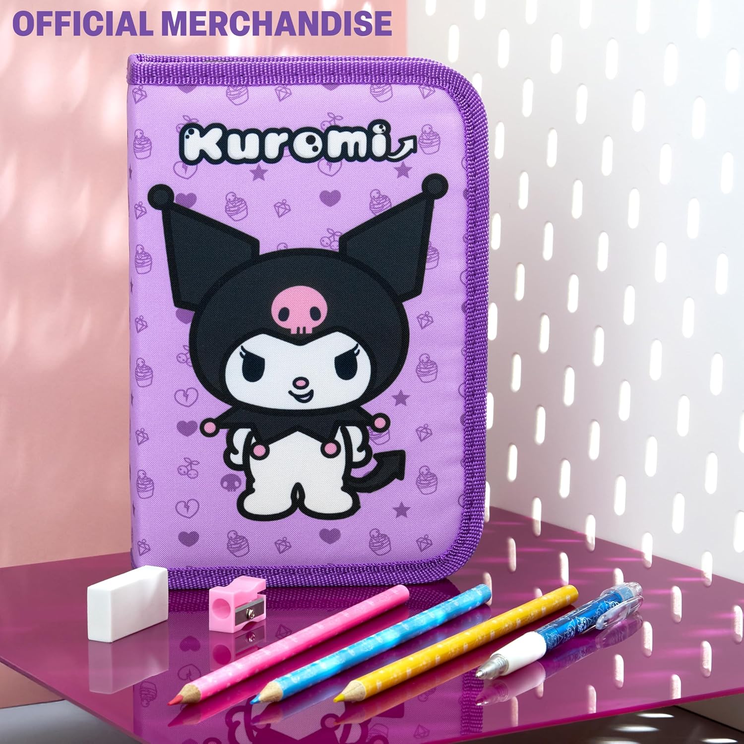 Hello Kitty Sanrio Pencil Case Kids Colored Pencils Markers Kawaii Kuromi Stationery Gifts for Kids (Lilac Kuromi) - Image 5