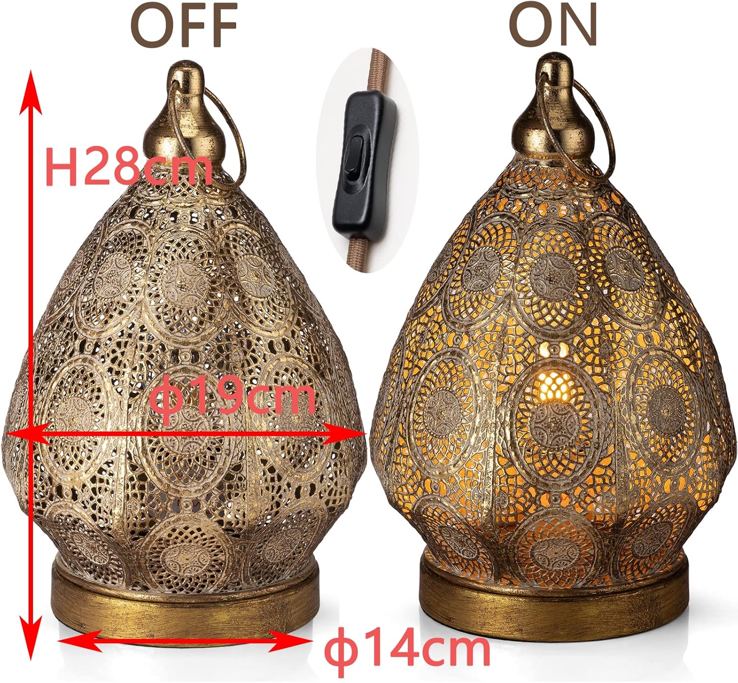 Moroccan Mosaic Table Lamp Metal Turkish Moroccan Handmade Mosaic Bedside Lamp Vintage Nightstand Lamp for Bedroom Living Room Home Decor, Size 11" H x7.5 D
