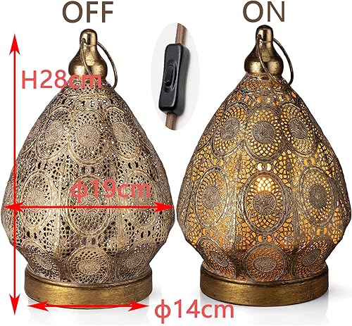 Miniatura 3 de Lámpara de mesa con mosaico marroquí, de metal, turca, marroquí, hecha a mano, lámpara de mesita de noche vintage para dormitorio, sala de estar,