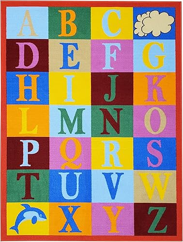 Miniatura 3 de Alfombra de juego para niños, letras del alfabeto, educativa, antideslizante, parte trasera de goma, resistente a las manchas