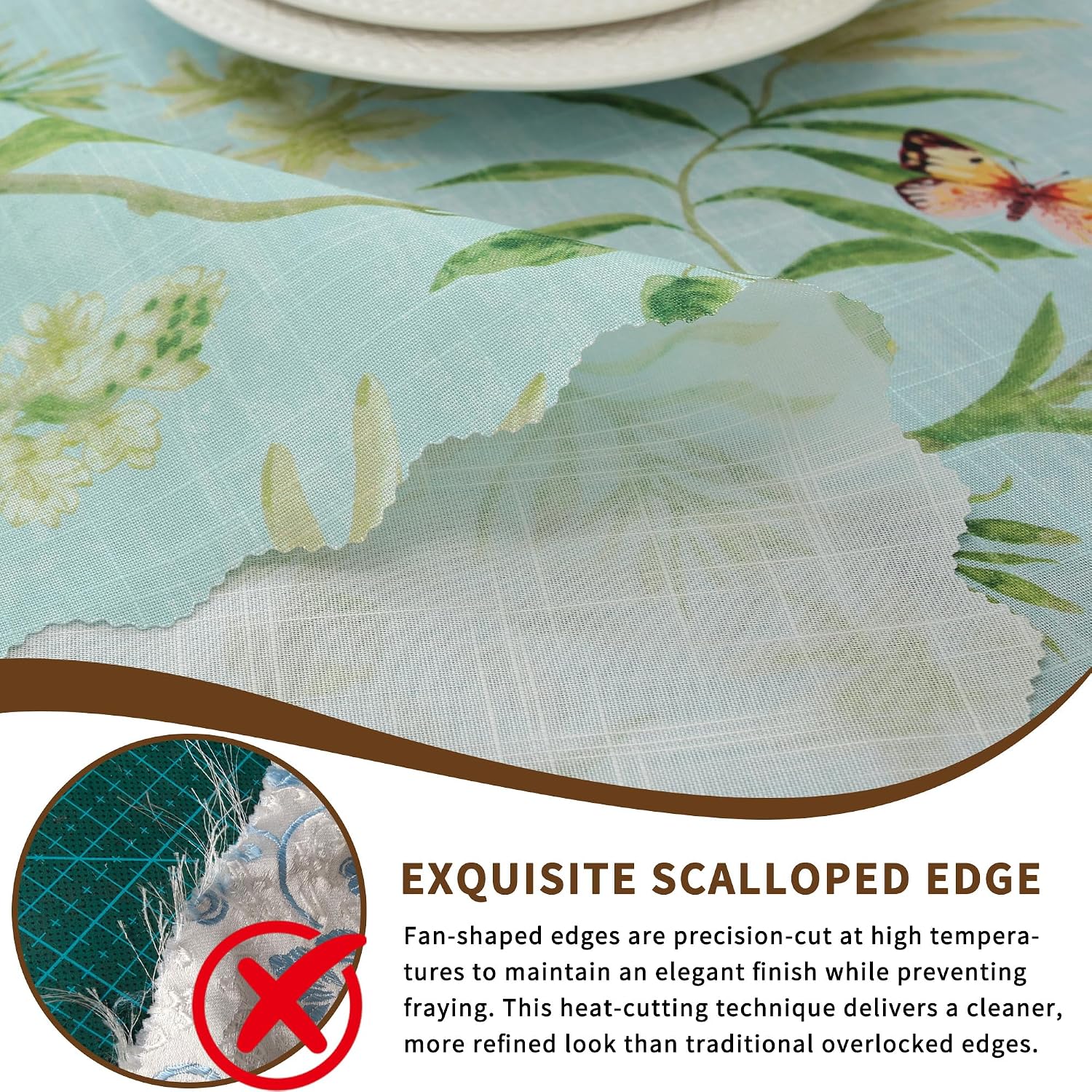 Rectangle Waterproof Tablecloth Linen Textured Table Cloth,Stain and Wrinkle Resistant Washable Fabric Table Cover for Dining, Party, Camping and Outdoor, 60 x 104 Inch, Green Leaves
