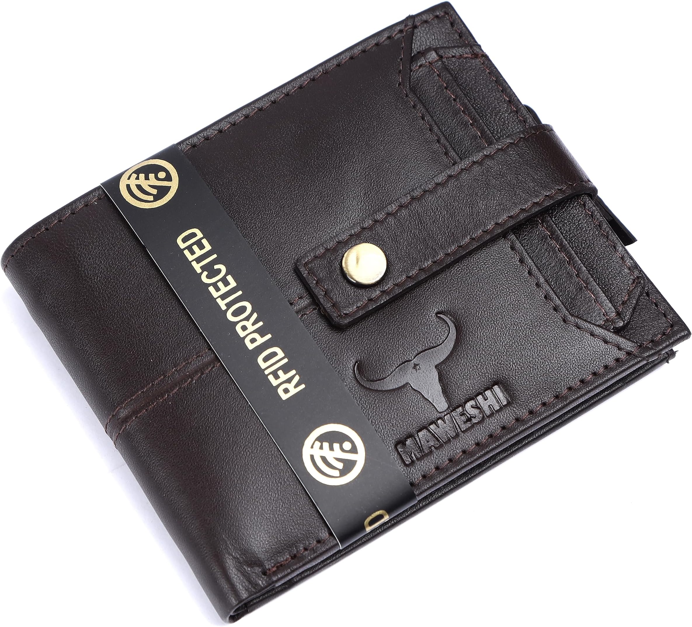 Genuine Leather Wallet for Men | Men's Bi-Fold RFID Blocking Wallet Handcrafted I Multiple Credit/Debit Card Slots-Brown-MW030