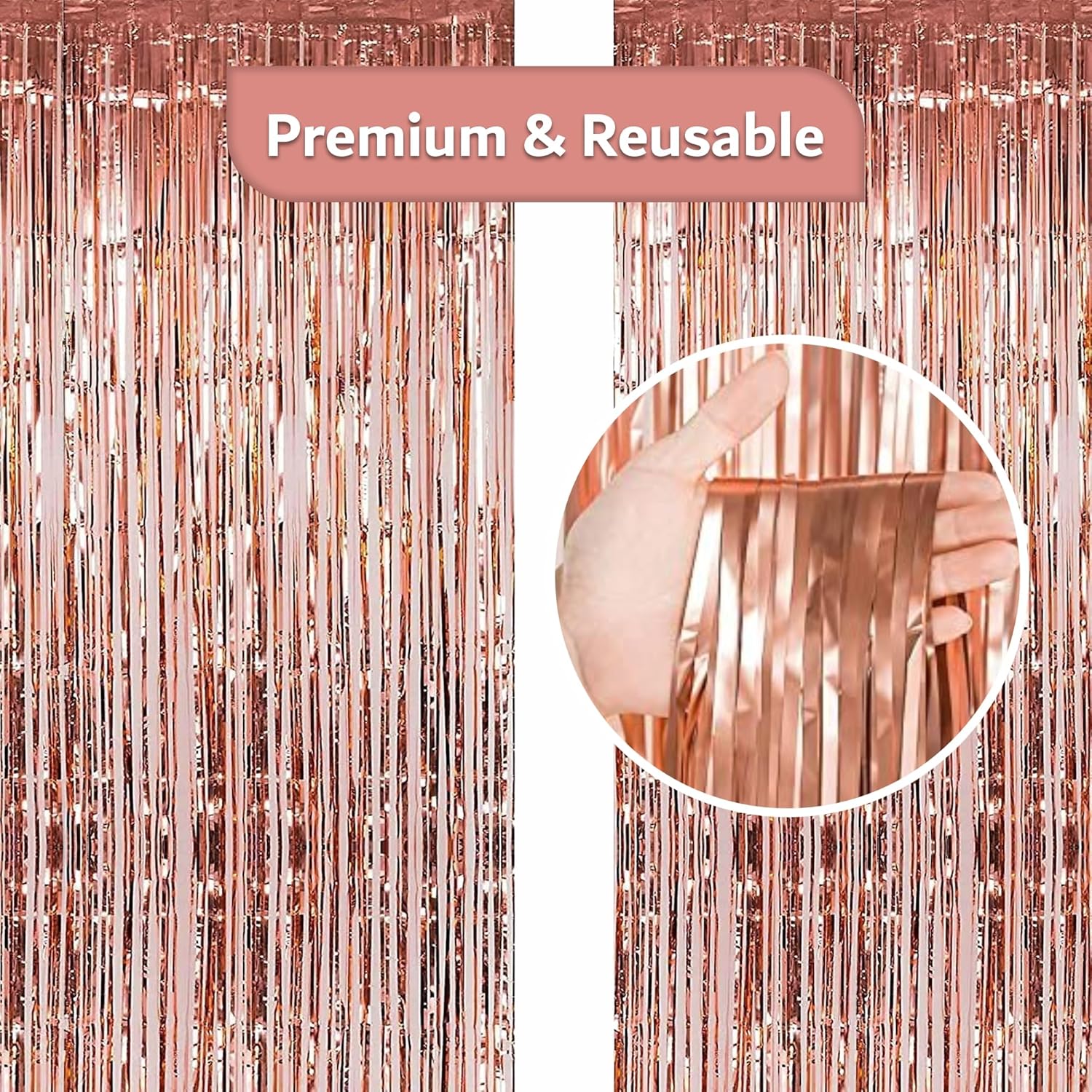 Rose Gold Birthday Party Decorations Kit - 50 Piece Set, Happy Birthday Banner, Fringe Curtains, Rose Gold Foil Heart, Star & Balloons for Women & Girls Princess Party - Image 5