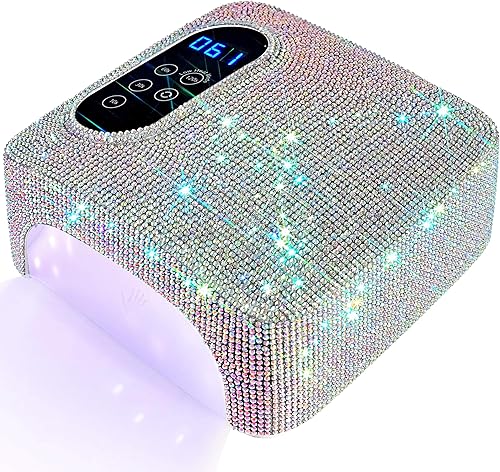 Lámpara de uñas LED UV de 72 W, secador de uñas inalámbrico recargable, luz LED UV portátil con diamante completo en la superficie, herramientas
