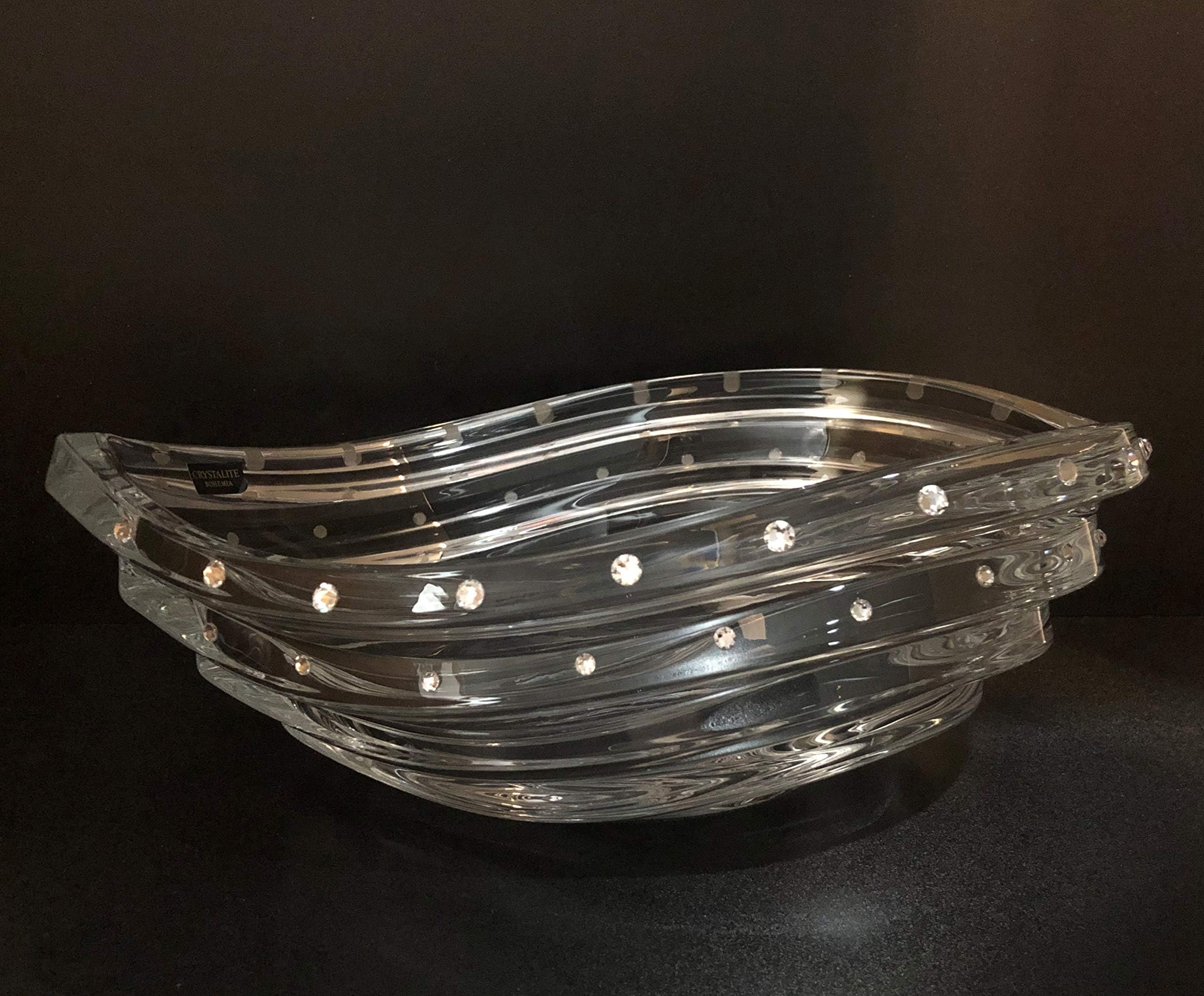 Charm Collection by Ella, Swarovski Crystal Tide Bowl S014 12'' - Gift Box, Clear