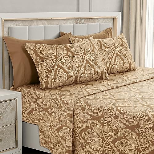 LUX Décor - Juego de sábanas de microfibra ultrasuave de 6 piezas con sábana encimera, sábana bajera de 16 pulgadas de profundidad y 4 fundas de