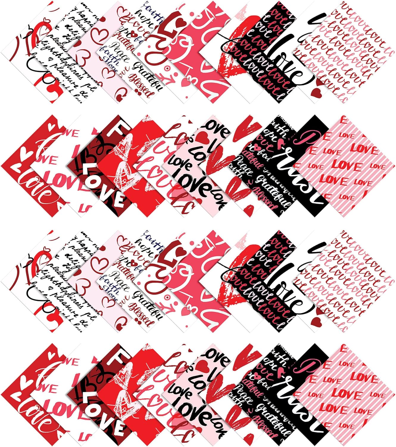 Soimoi Precut 10-inch Valentine Love Prints Cotton Fabric Bundle Quilting Squares Charm Pack DIY Patchwork Sewing Craft- Red & Black