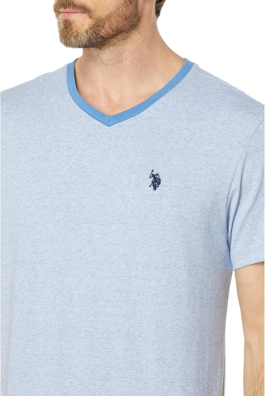 U.S. Polo Assn. Short Sleeve Yarn-Dye EOE V-Neck Tee Brooklyn Blue SM - Image 3