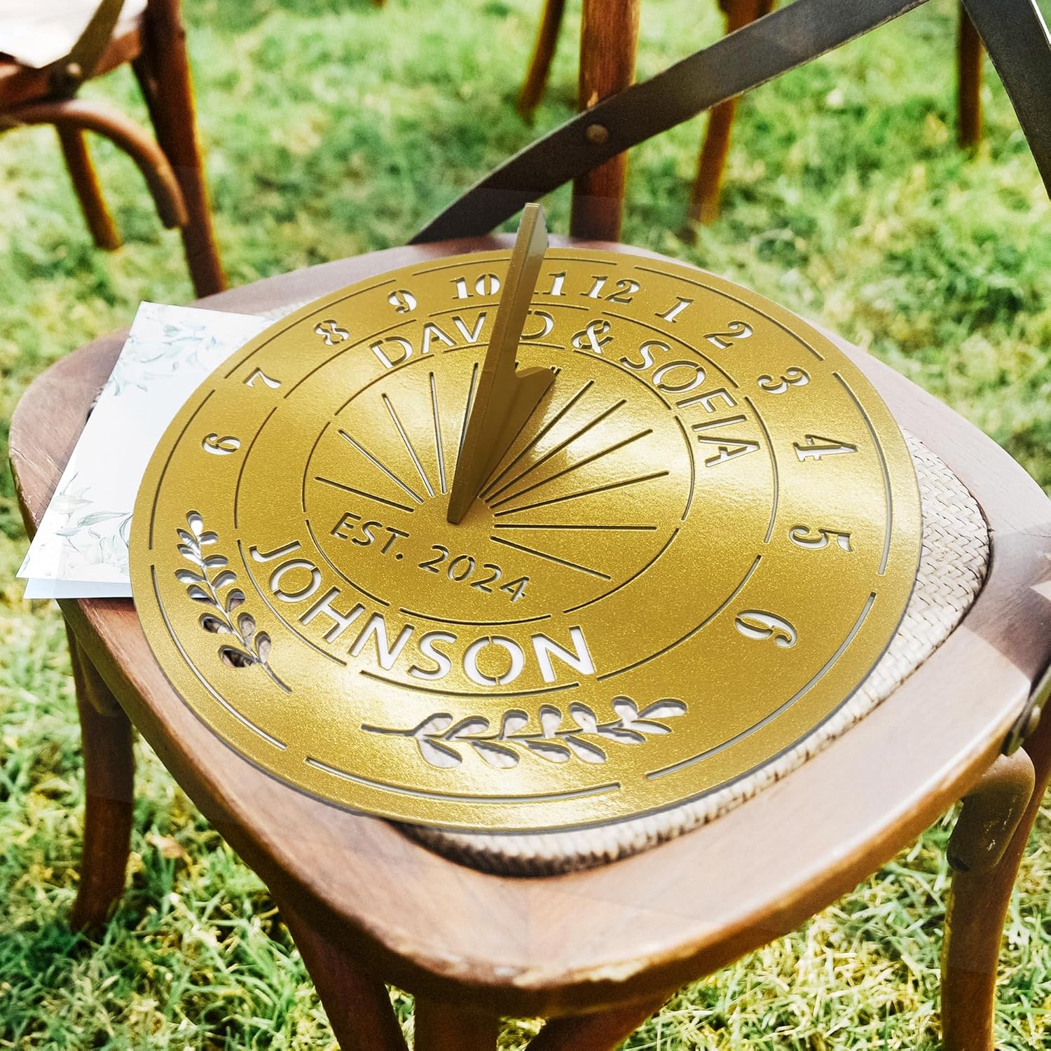 Personalized Wedding or Anniversary Sundial Gifts for Couples, Custom Sundial Wedding Gifts,Custom Calibrated Metal Sundial Sign for 30th, 40th, 60th, 70th Anniversary