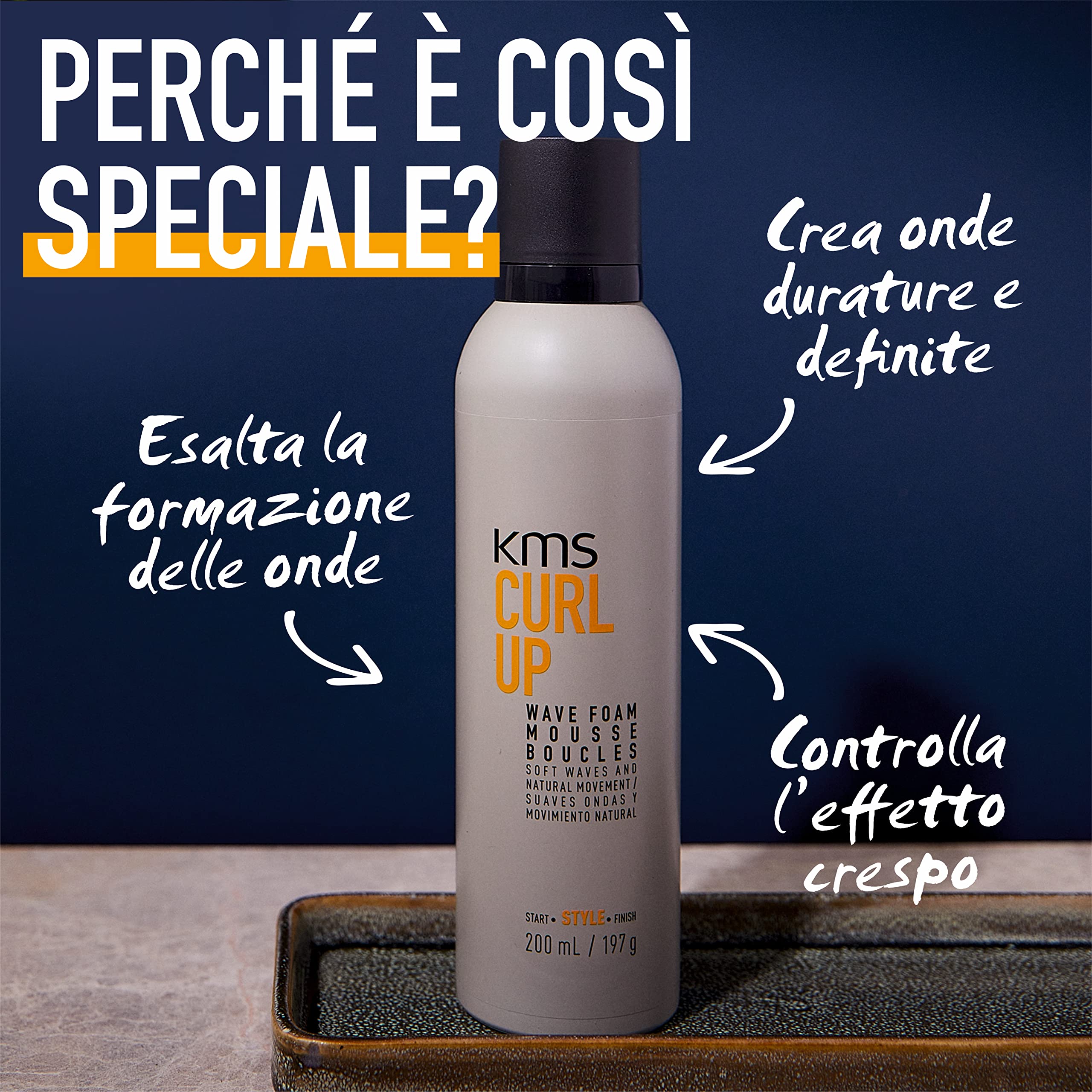 KMS CURLUP, Mousse per capelli ricci e mossi, 200ml