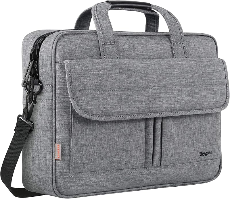 Laptop Bag for Men, 15.6 Inch Professional Office Briefcase, Grey | Water Resistant Crossbody Messenger Shoulder Bag, Premium Portable Carry On Computer Case for Notebook, for Business Work