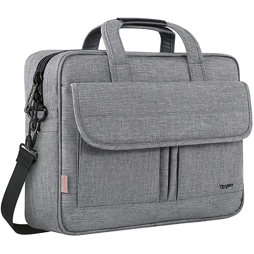 Taygeer Laptop Bag for Men, Water Resistant Crossbody Messenger Shoulder Bag for Business, Professional Premium Office Briefcase, Portable 15.6 Inch Carry On Laptop Case for Notebook/Computer, Grey