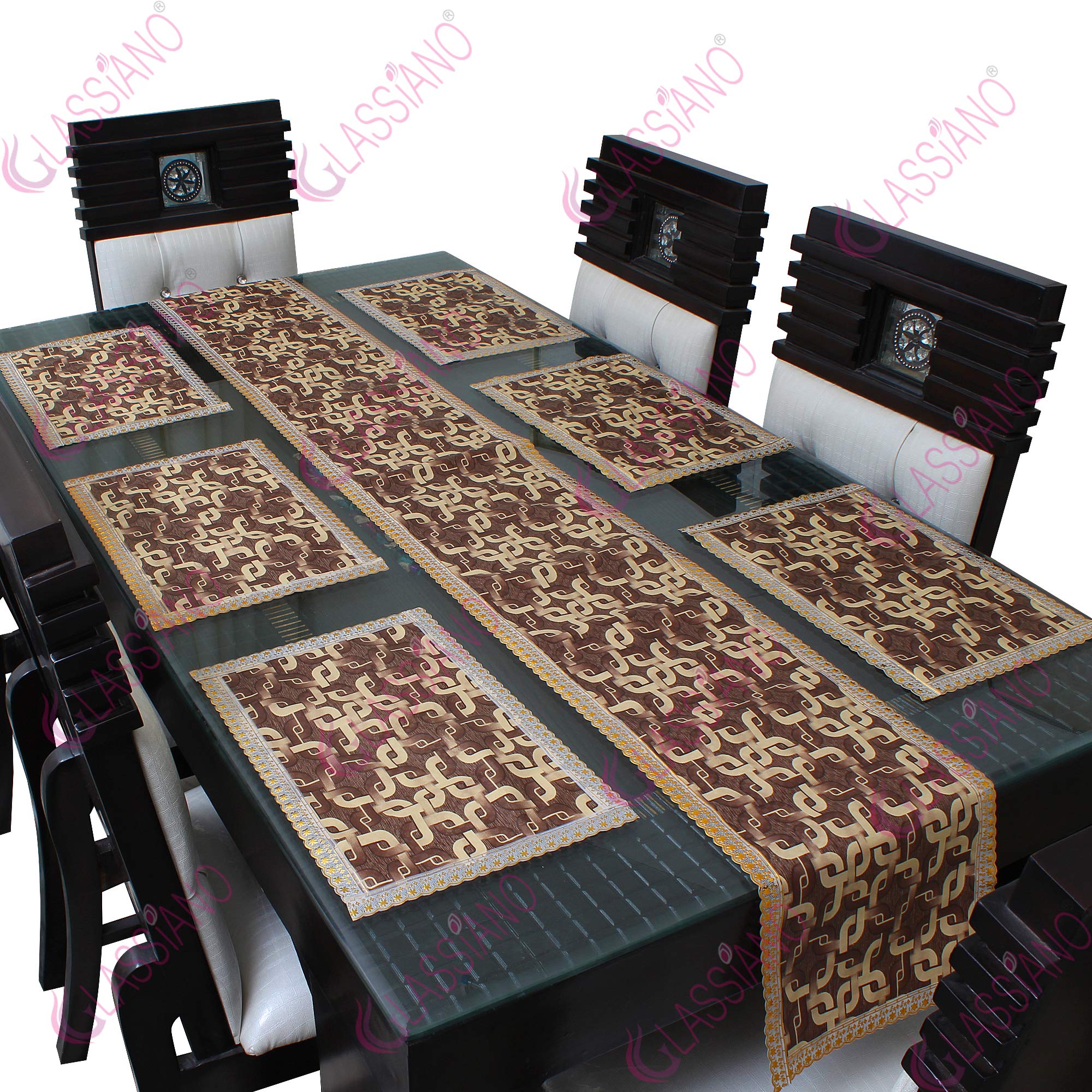 Glassiano PVC Printed Table Mat with Table Runner for Dining Table 6 Seater, Multicolor (1 Table Runner and 6 Mats) SA39 (B07Y265QZP) Amazon Price History, Amazon Price Tracker