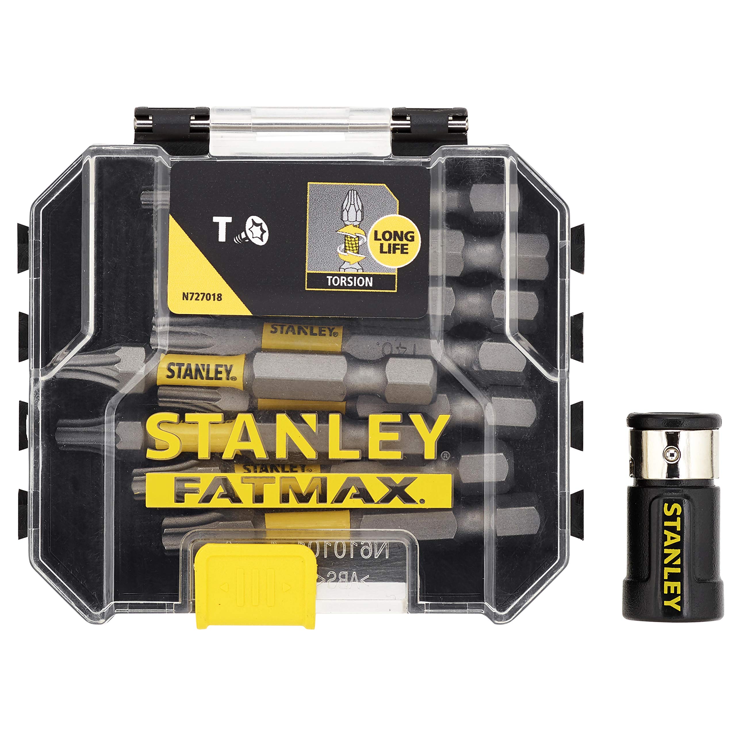 Stanley STA88566-XJ Tic Tac Con 9 Bits 50mm Y Adapter Magnetico Con Bloqueo for DIYers & Professionals, Designed for Repair and Installation tasks, 50mm, Magnetic, 10-piece Set
