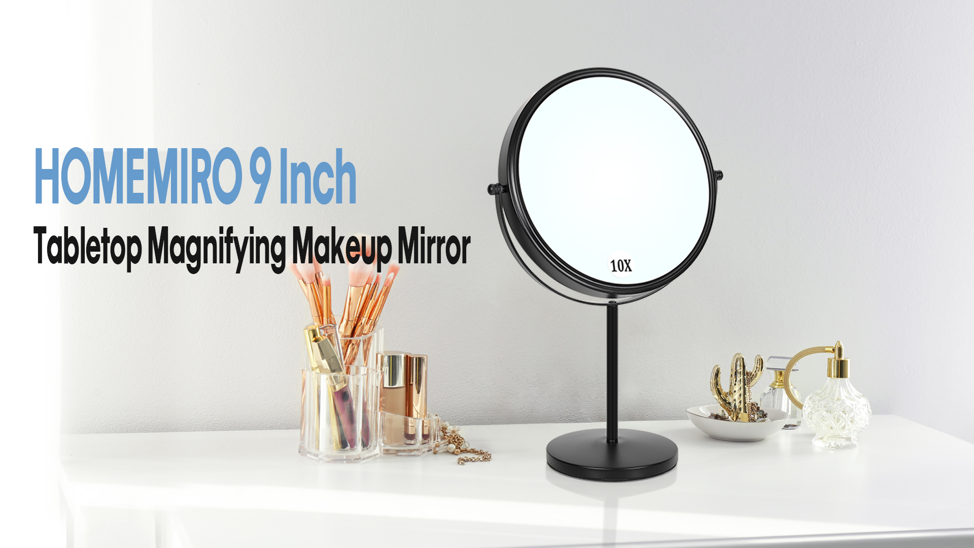 Espejo de maquillaje grande de mesa redondo 9 pulgadas miniatura 7