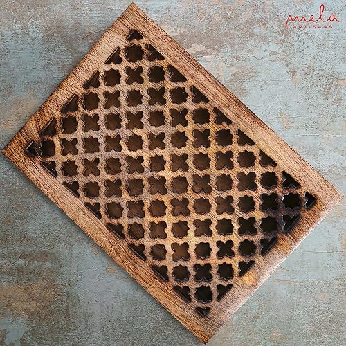 Miniatura 7 de Mela Artisans Caja de recuerdos mediana con tapa de enrejado con bisagras  Paloma envejecida  Caja decorativa de madera  Caja de recuerdos  Caja de