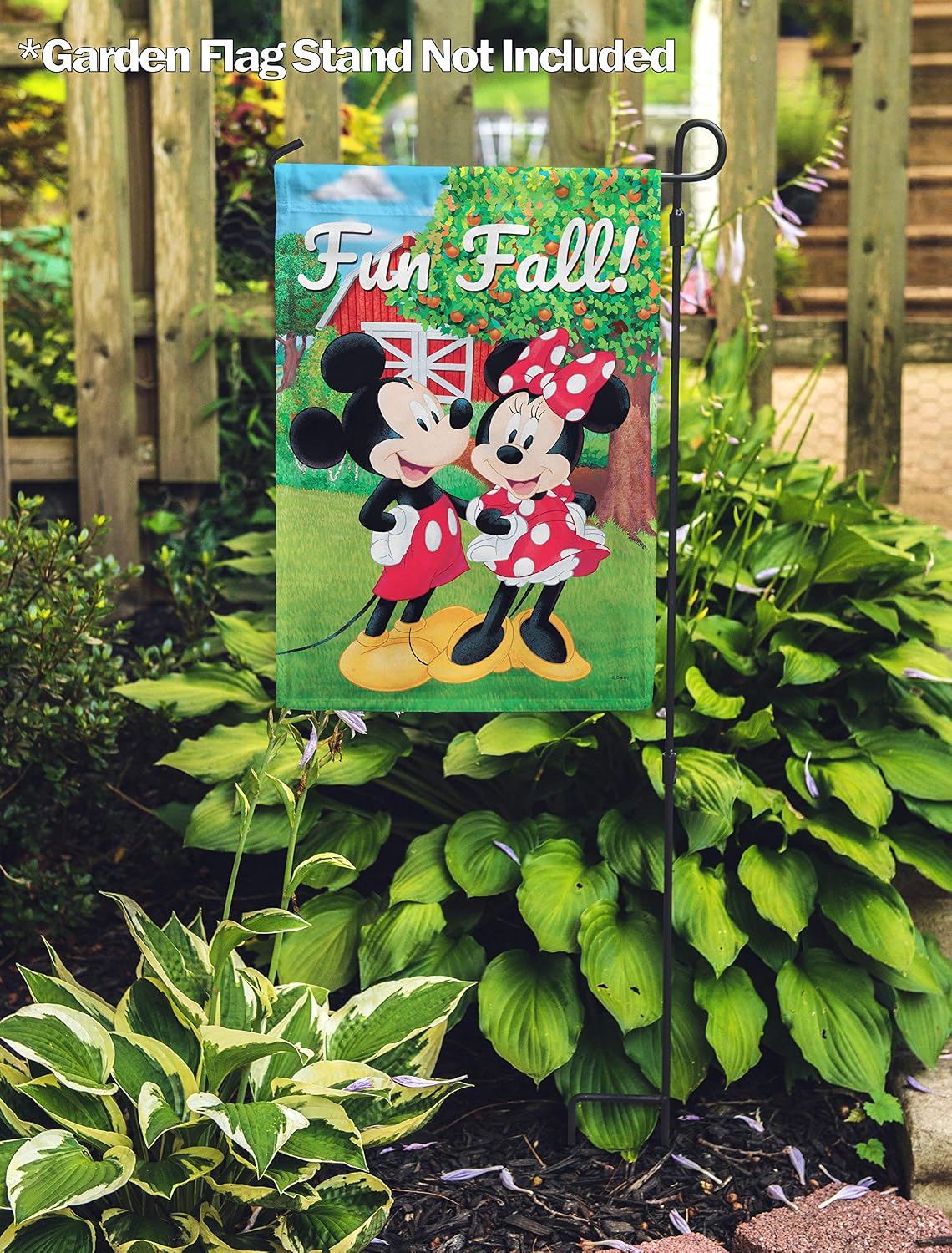 Flagology, Disney Fun Fall Mickey and Minnie – Garden Flag 12" x 18", Exclusive Fabric, Officially Licensed Disney, Fall