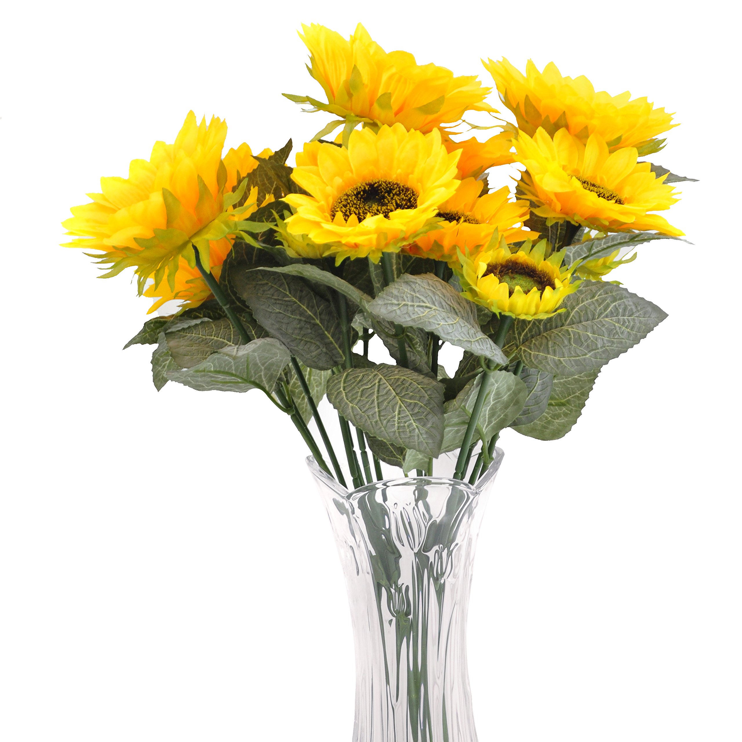 Cn-Knight Yellow Artificial Sunflower Bouquet 2Pcs In Pack 20 Inch High For Home Decor Housewarming Centerpiece Wedding Bridal Bouquet Reception