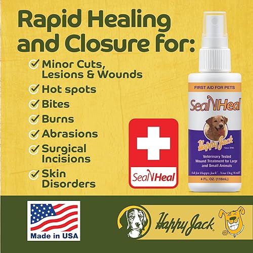 Miniatura 3 de HAPPY JACK Seal 'N Heal - Vendaje líquido para perros, gatos, mascotas, spray para el cuidado de heridas (4 onzas), protege contra cortes menores,