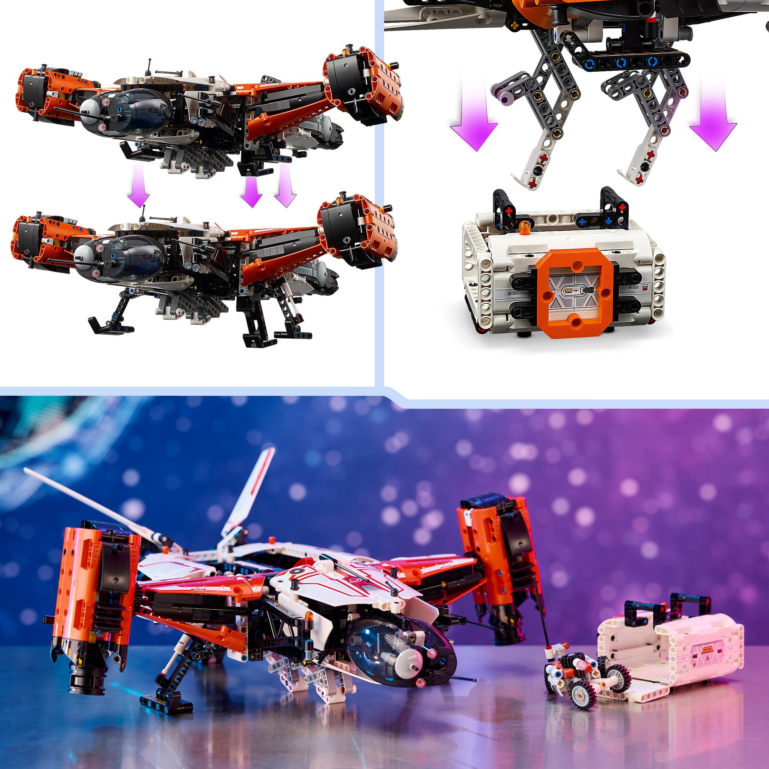LEGO Technic Transportowy statek kosmiczny VTOL LT81, Pojazd do Zbudowania, Zabawka Konstrukcyjna dla 10-latka, Nauka o Kosmosie i Wprowadzenie do Inżynierii dla Dzieci, Pomysł na Prezent, 42181