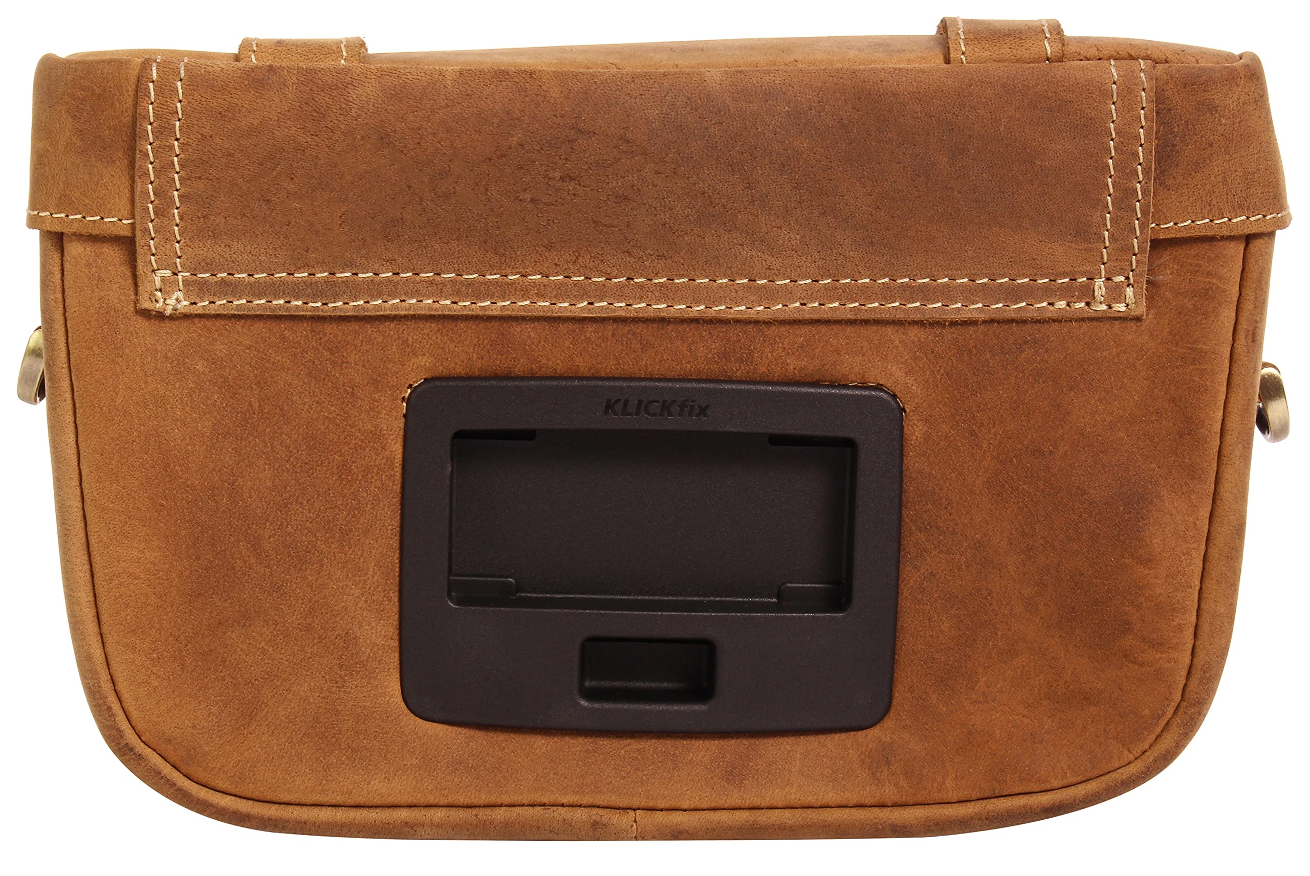 Gusti Borsa da Manubrio in Pelle - Rene P. Accessori Borsa da Bicicletta con Adattatore Klickfix Marrone