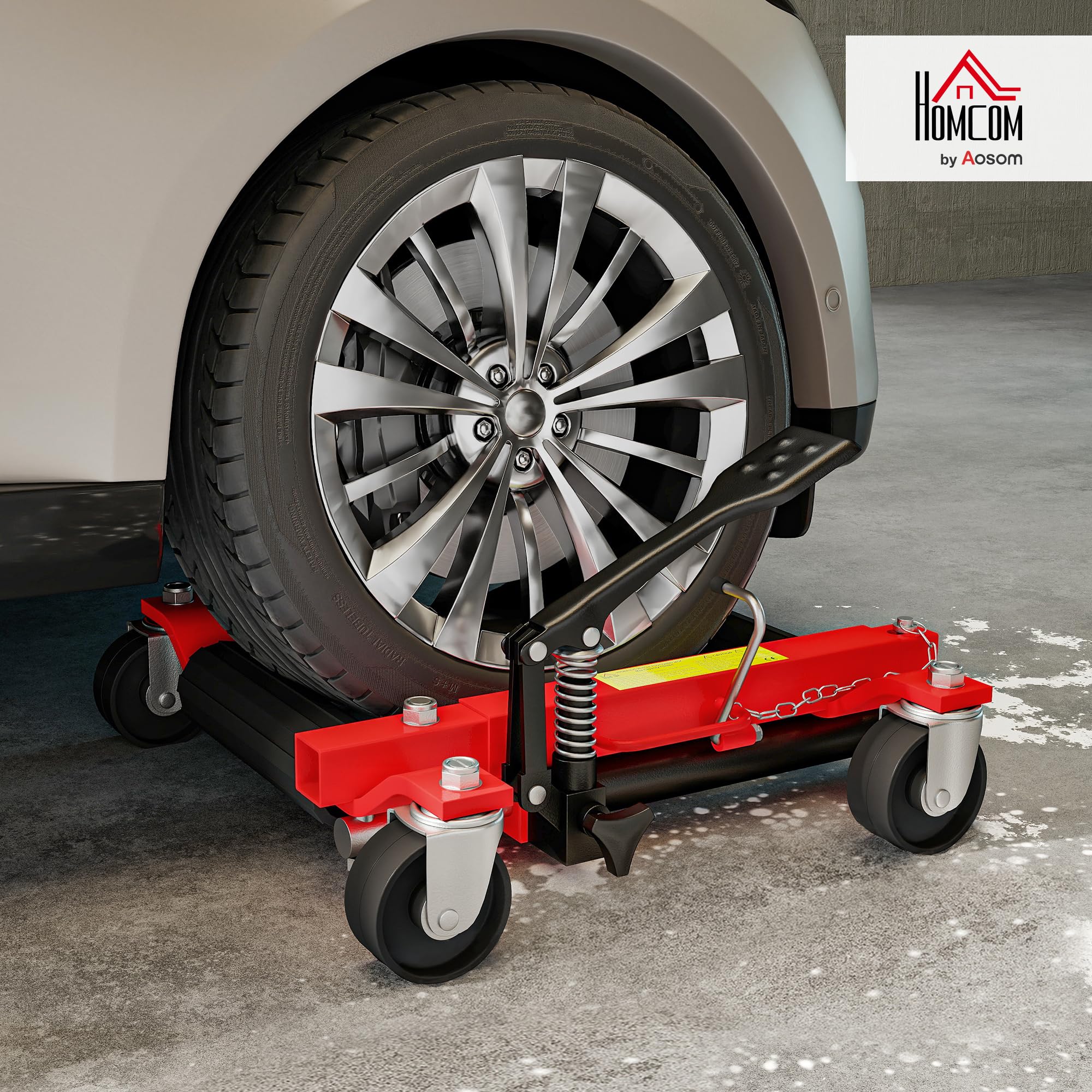HOMCOM Lot de 2 Chariots de manutention de Voiture capacité 680 kg, Chariot de déplacement, Largeur de Pneu 22,8 cm, Roues rotatives à 360 °, pour réparation et déplacement de véhicules, Noir