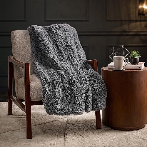 Miniatura 2 de Artisan 34 Manta de piel sintética de lujo extra cálida y acogedora de 50 x 60 pulgadas, manta reversible de piel gris supersuave y mullida para