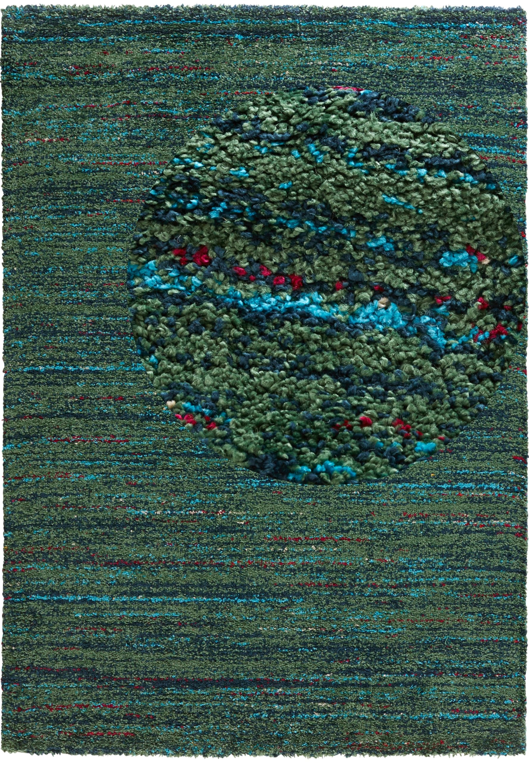 Chic Tapis de Salon, à Poils Longs, Doux et Moelleux, Shaggy Flokati, bohème, Motif à Rayures chiné, pour Chambre d'enfant, Chambre à Coucher, Cuisine, Couloir, Vert, 160 x 230 cm