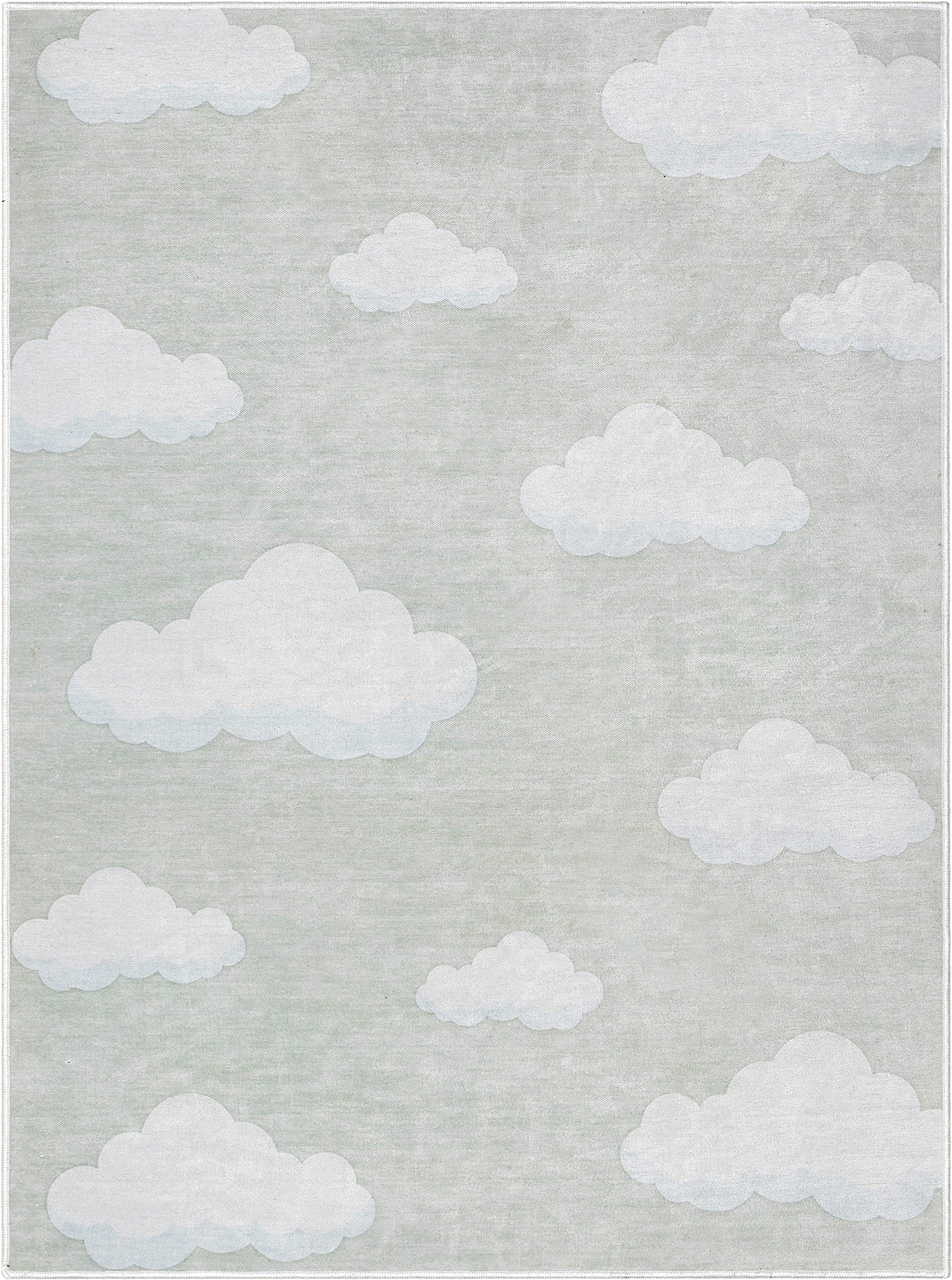 Well Woven Clouds Rug Light Sage Green 5' x 7' Apollo Kids Collection